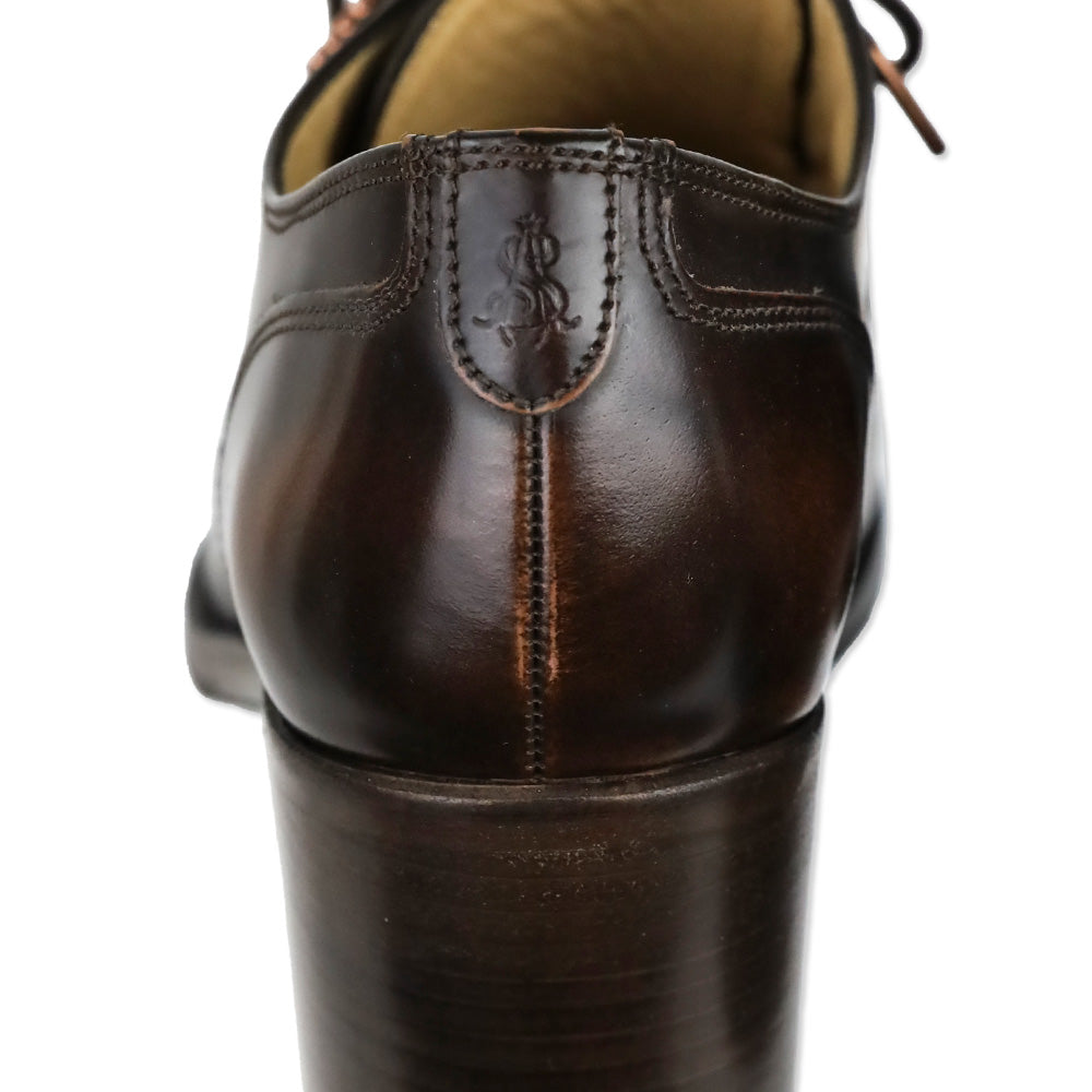 The Office of Angela Scott Brown Leather Miss Button Midheel Derby