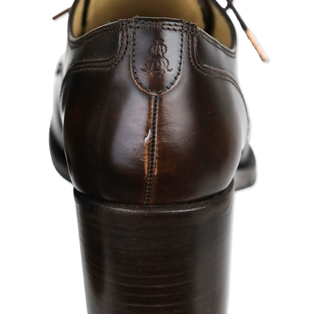 The Office of Angela Scott Brown Leather Miss Button Midheel Derby