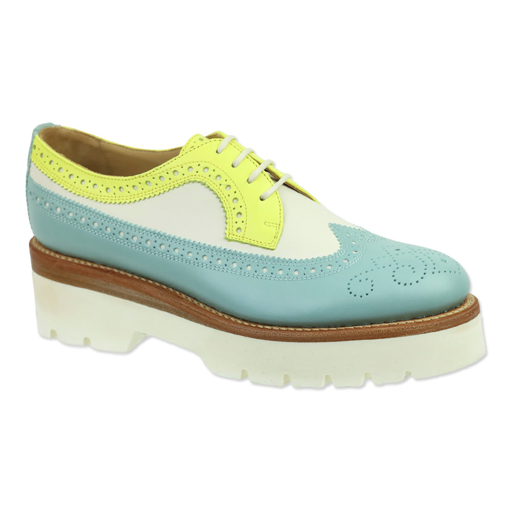 The Office of Angela Scott Neon Seafoam Miss Lucy Wingtip Platform Derby