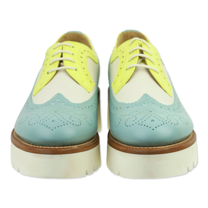 The Office of Angela Scott Neon Seafoam Miss Lucy Wingtip Platform Derby