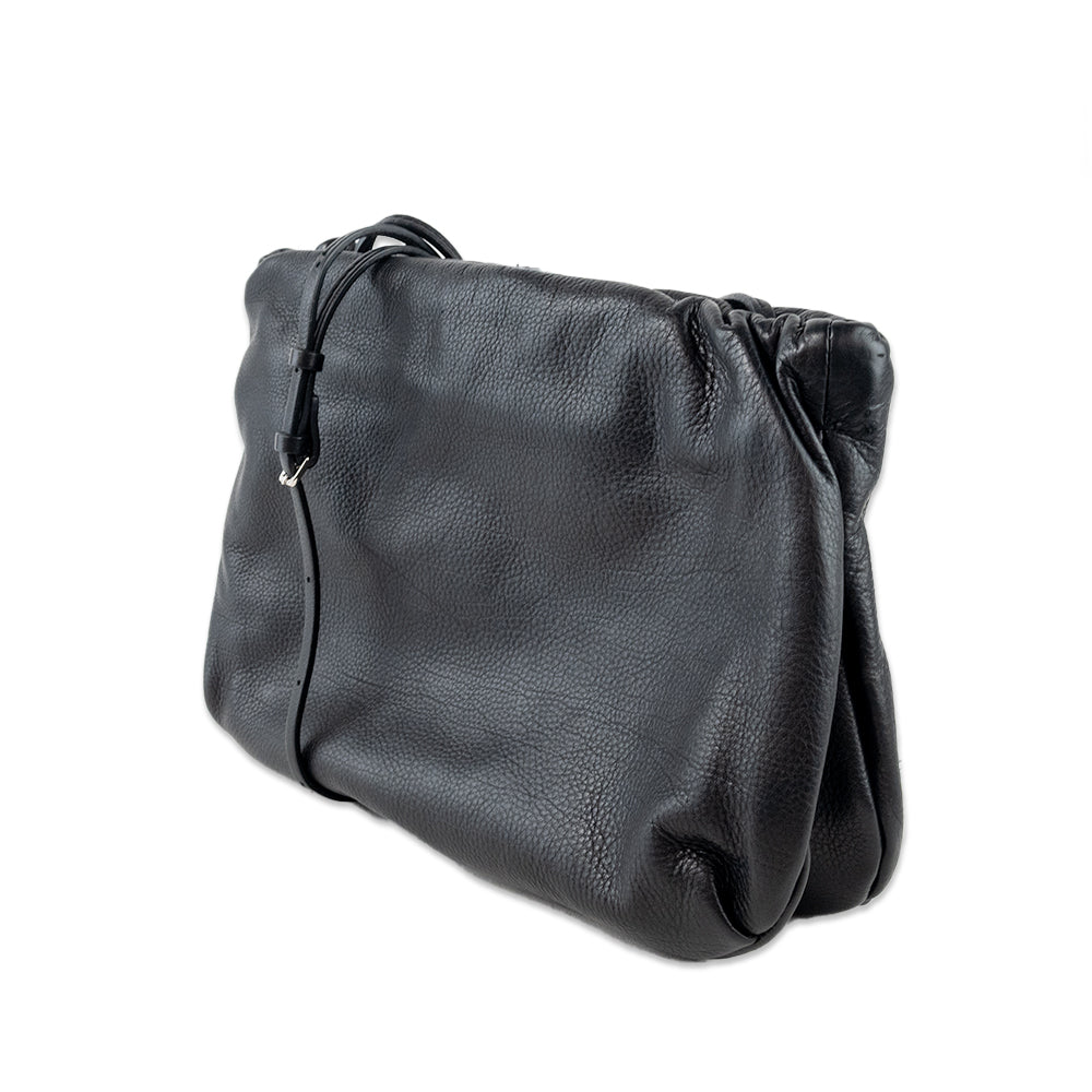 The Row Black Pleated Leather Crossbody Bag