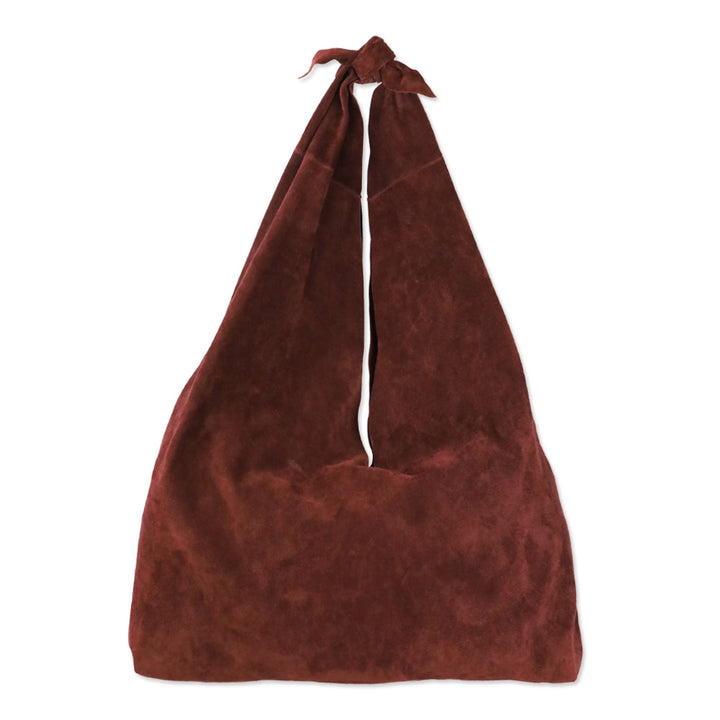 The Row Burgundy Suede Bindle Knot Hobo