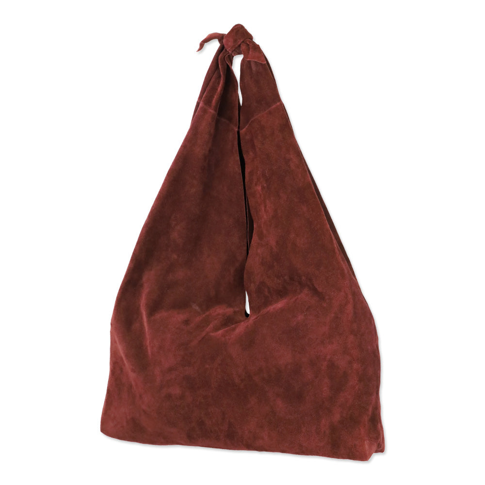 The Row Burgundy Suede Bindle Knot Hobo