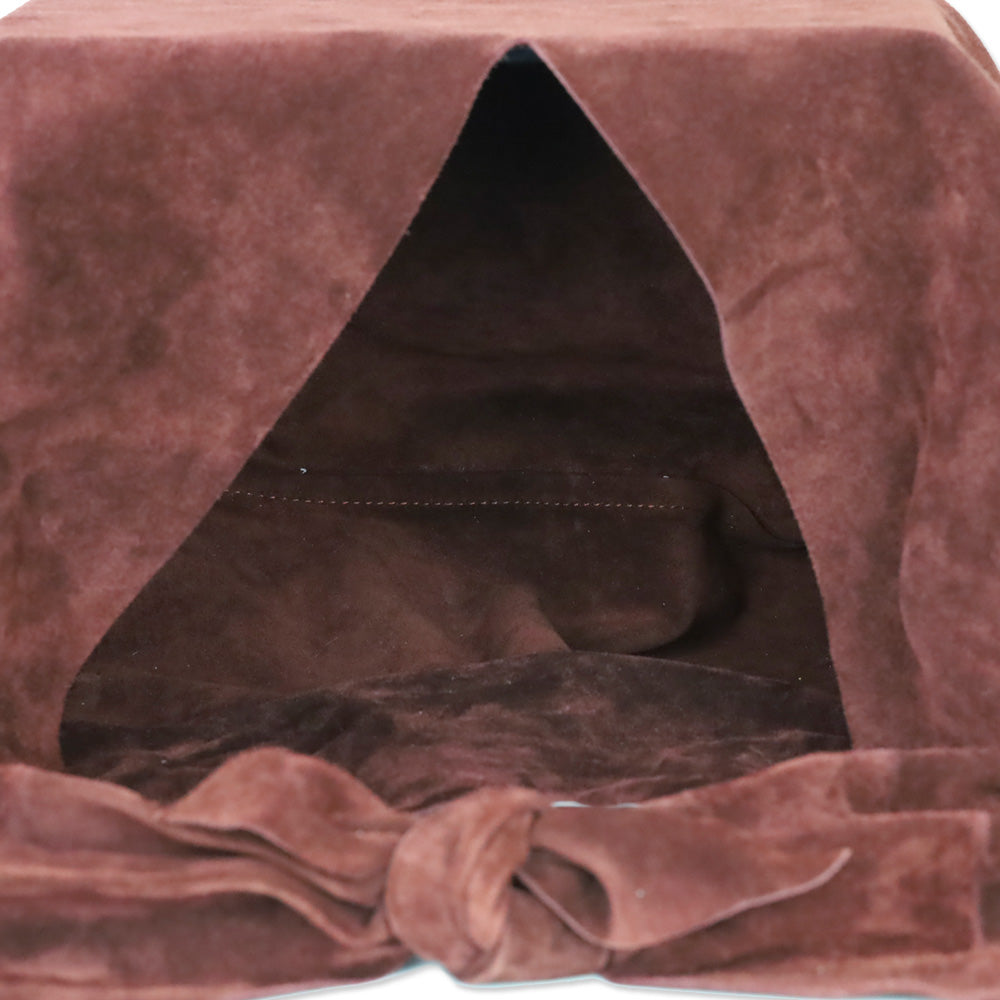 The Row Burgundy Suede Bindle Knot Hobo