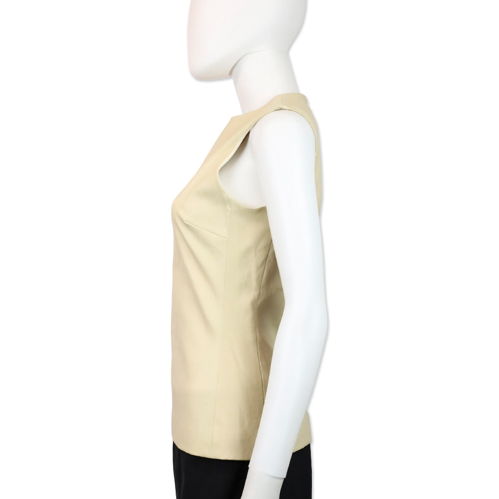 The Row Cream Leather Sleeveless Top