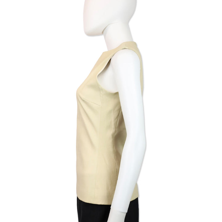 The Row Cream Leather Sleeveless Top