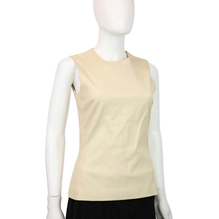 The Row Cream Leather Sleeveless Top