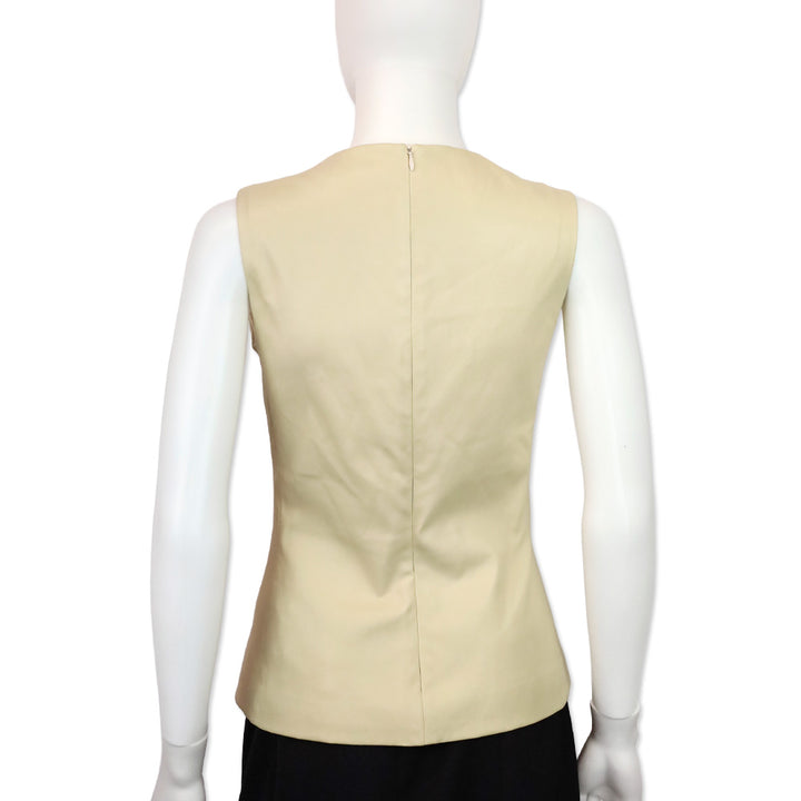 The Row Cream Leather Sleeveless Top