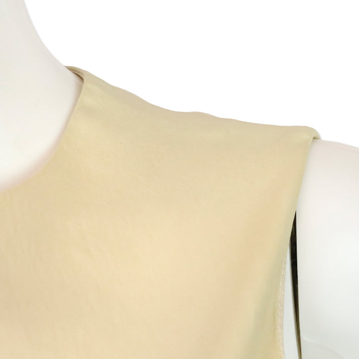 The Row Cream Leather Sleeveless Top