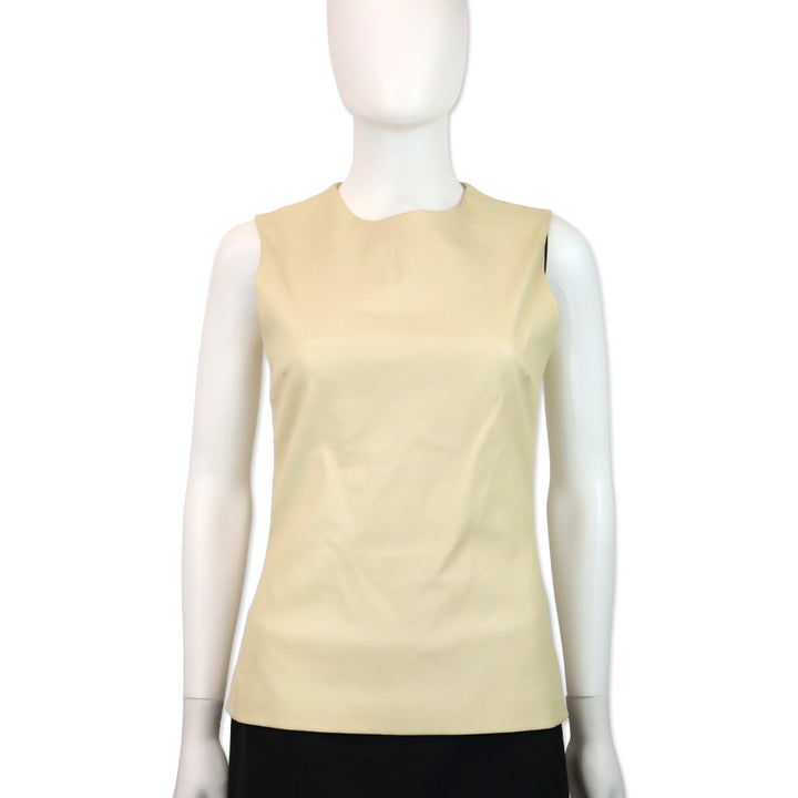The Row Cream Leather Sleeveless Top