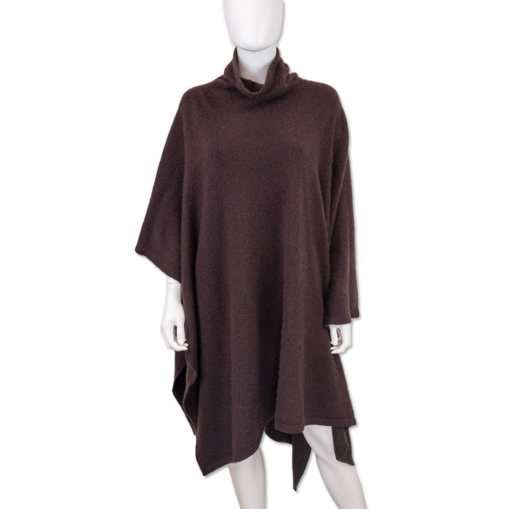 The Row Dafin Saddle Brown Cashmere Silk Poncho