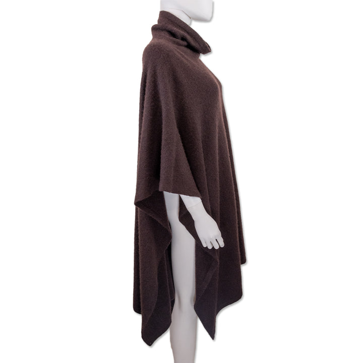 The Row Dafin Saddle Brown Cashmere Silk Poncho