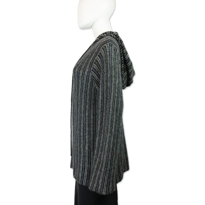 The Row Navy & Charcoal Striped Cashmere Silk Hoodie