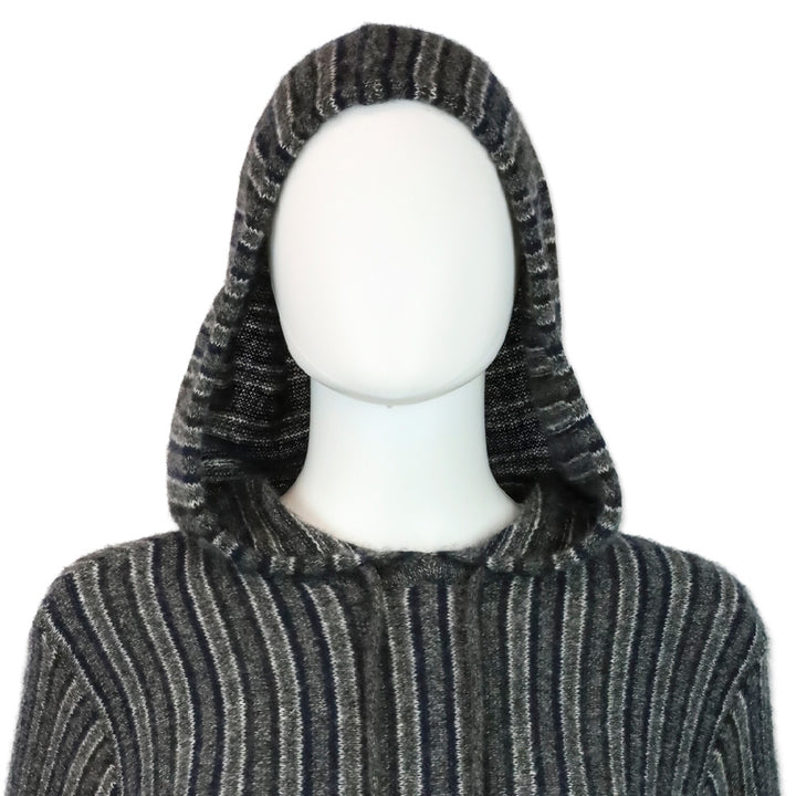 The Row Navy & Charcoal Striped Cashmere Silk Hoodie