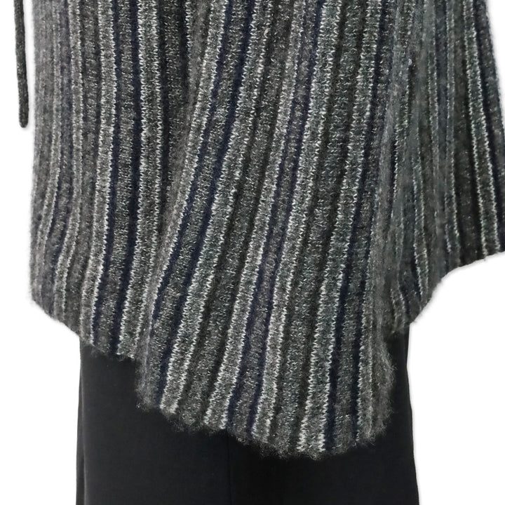 The Row Navy & Charcoal Striped Cashmere Silk Hoodie