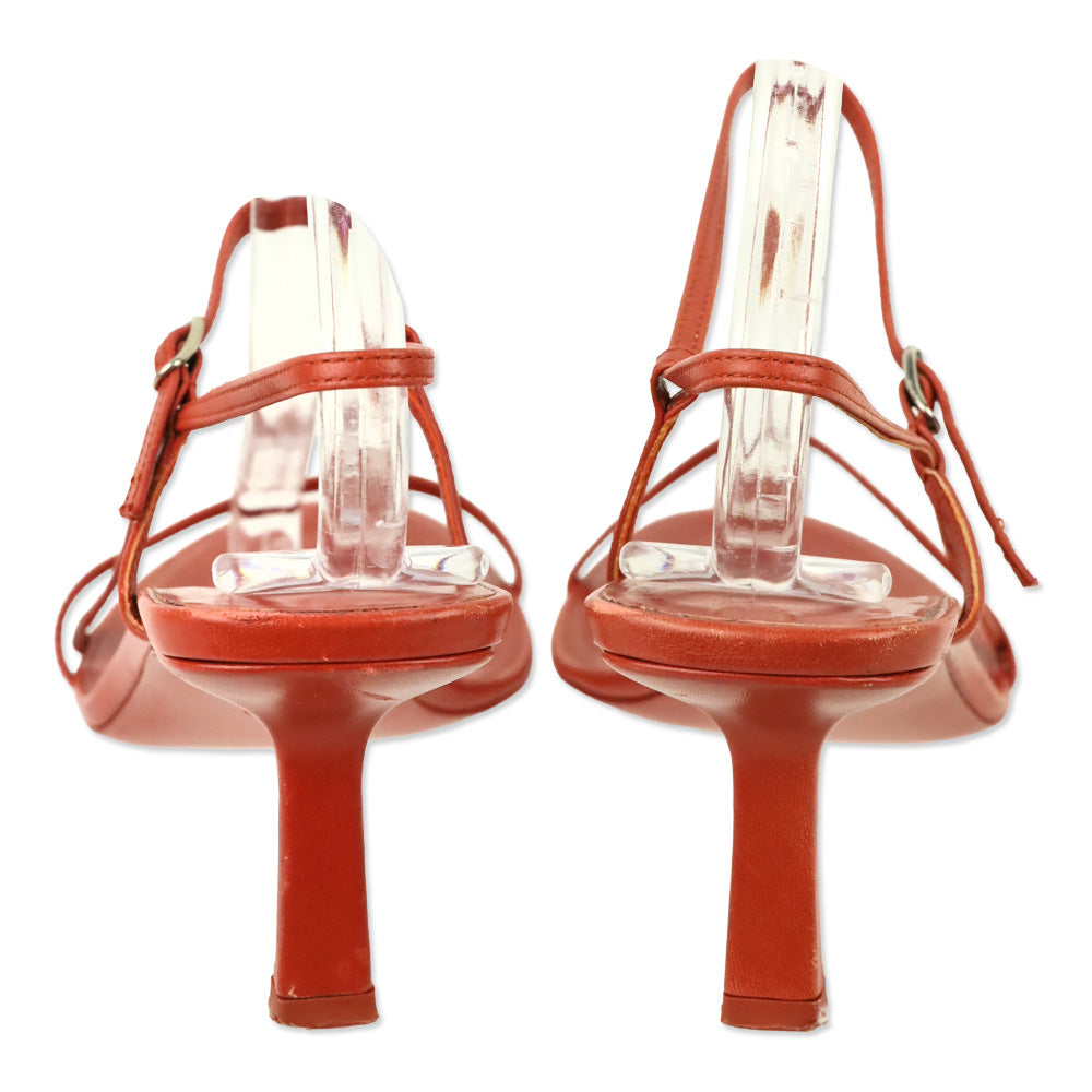The Row Orange Leather 65mm Bare Sandal