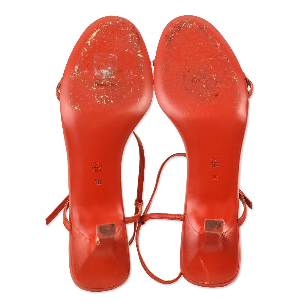 The Row Orange Leather 65mm Bare Sandal