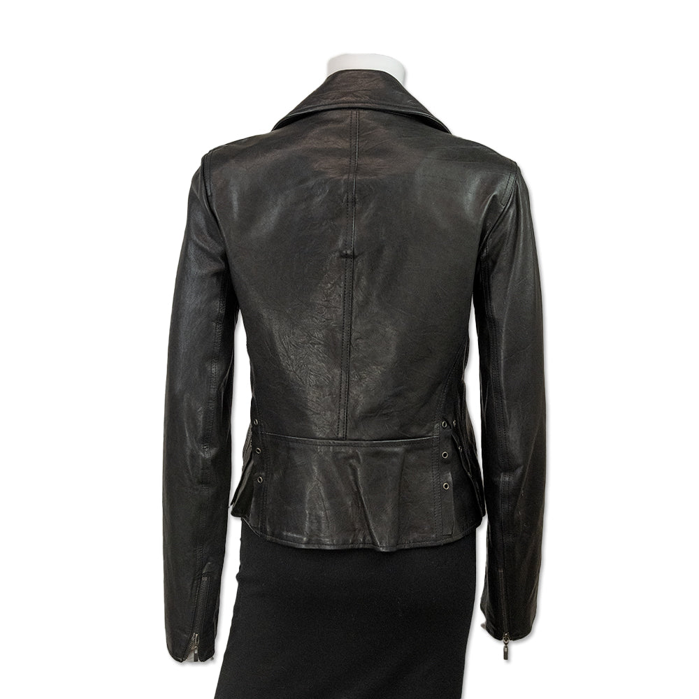 Theory Black Leather Biker Jacket