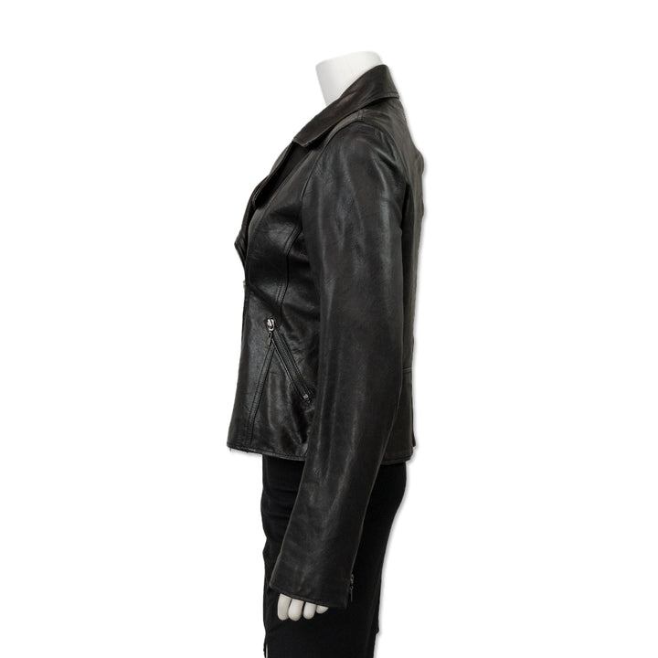 Theory Black Leather Biker Jacket