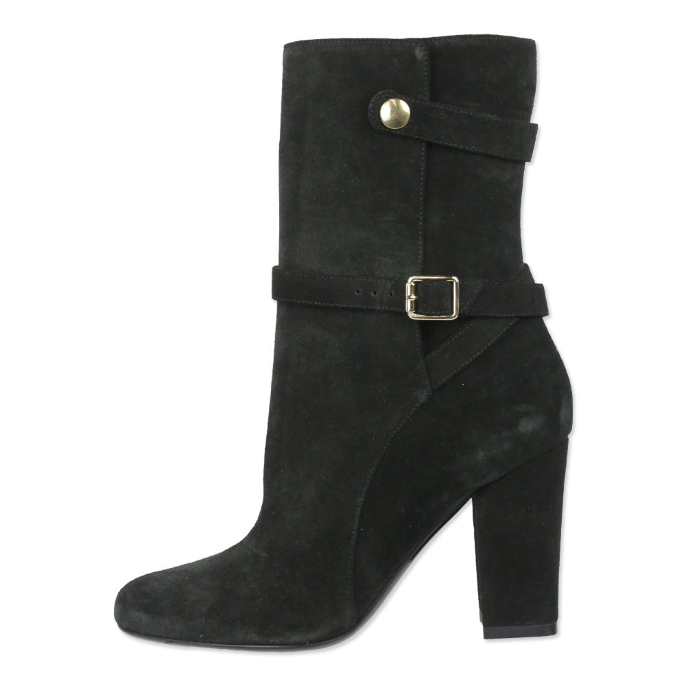 Theory Black Mitiu Suede Jodhpur Buckle Boots