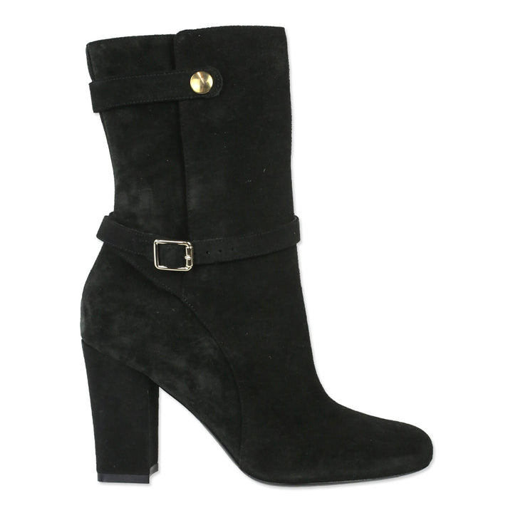 Theory Black Mitiu Suede Jodhpur Buckle Boots
