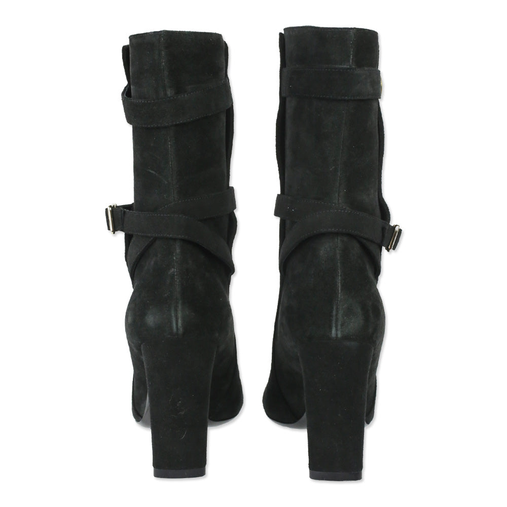 Theory Black Mitiu Suede Jodhpur Buckle Boots