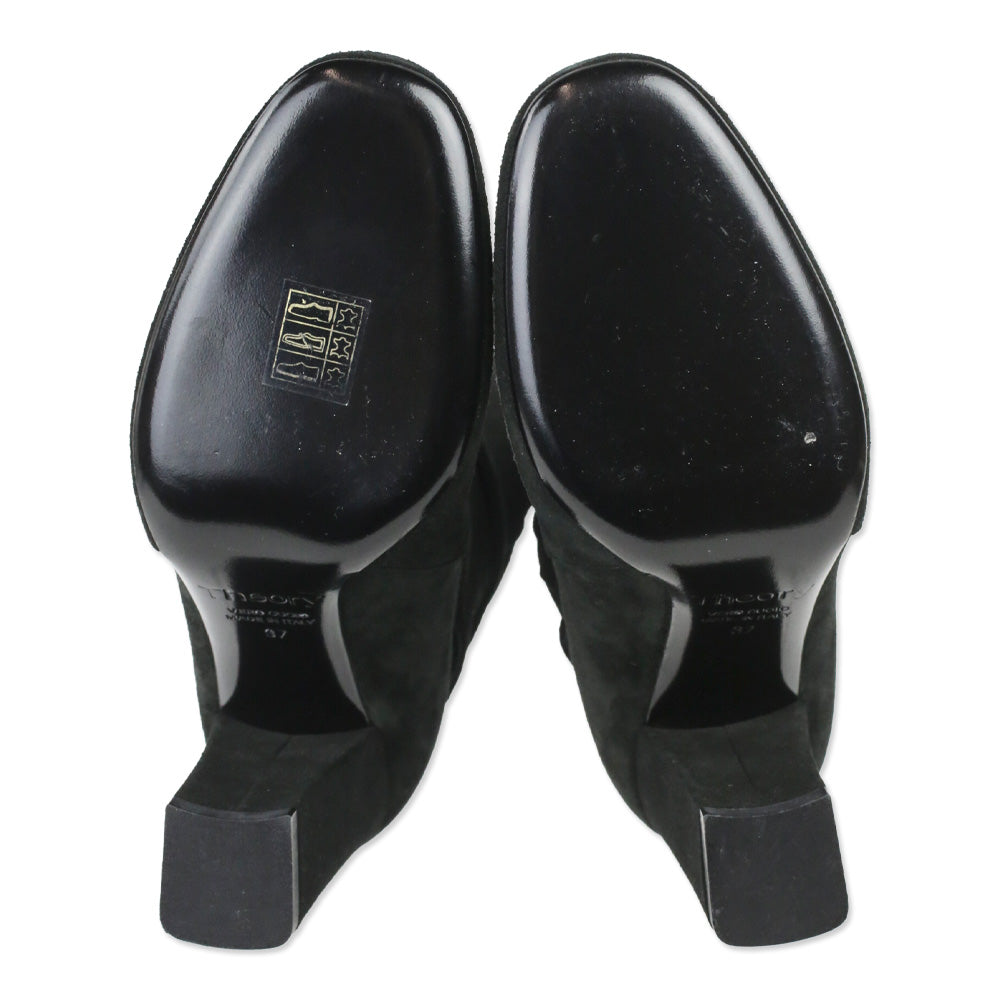 Theory Black Mitiu Suede Jodhpur Buckle Boots