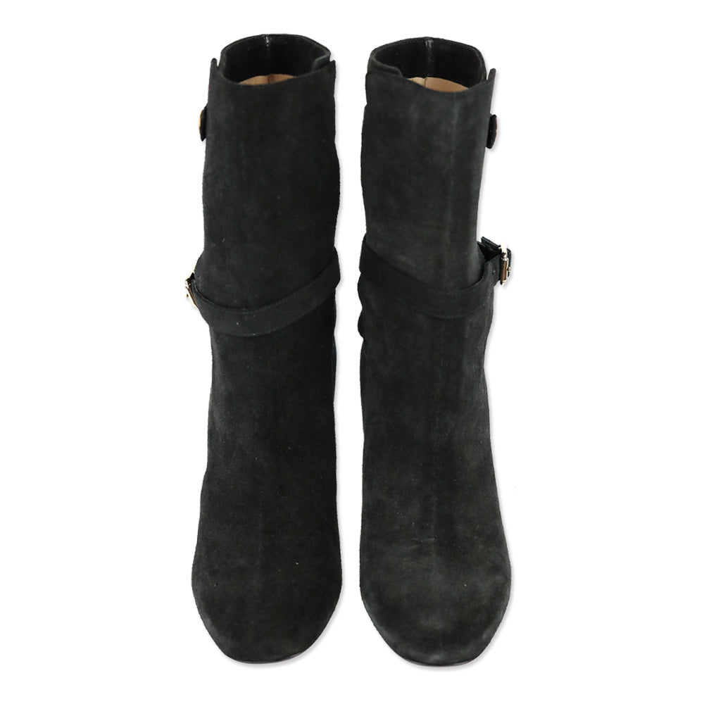 Theory Black Mitiu Suede Jodhpur Buckle Boots