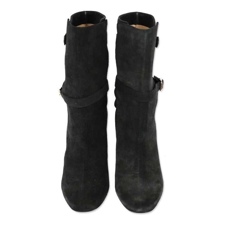 Theory Black Mitiu Suede Jodhpur Buckle Boots