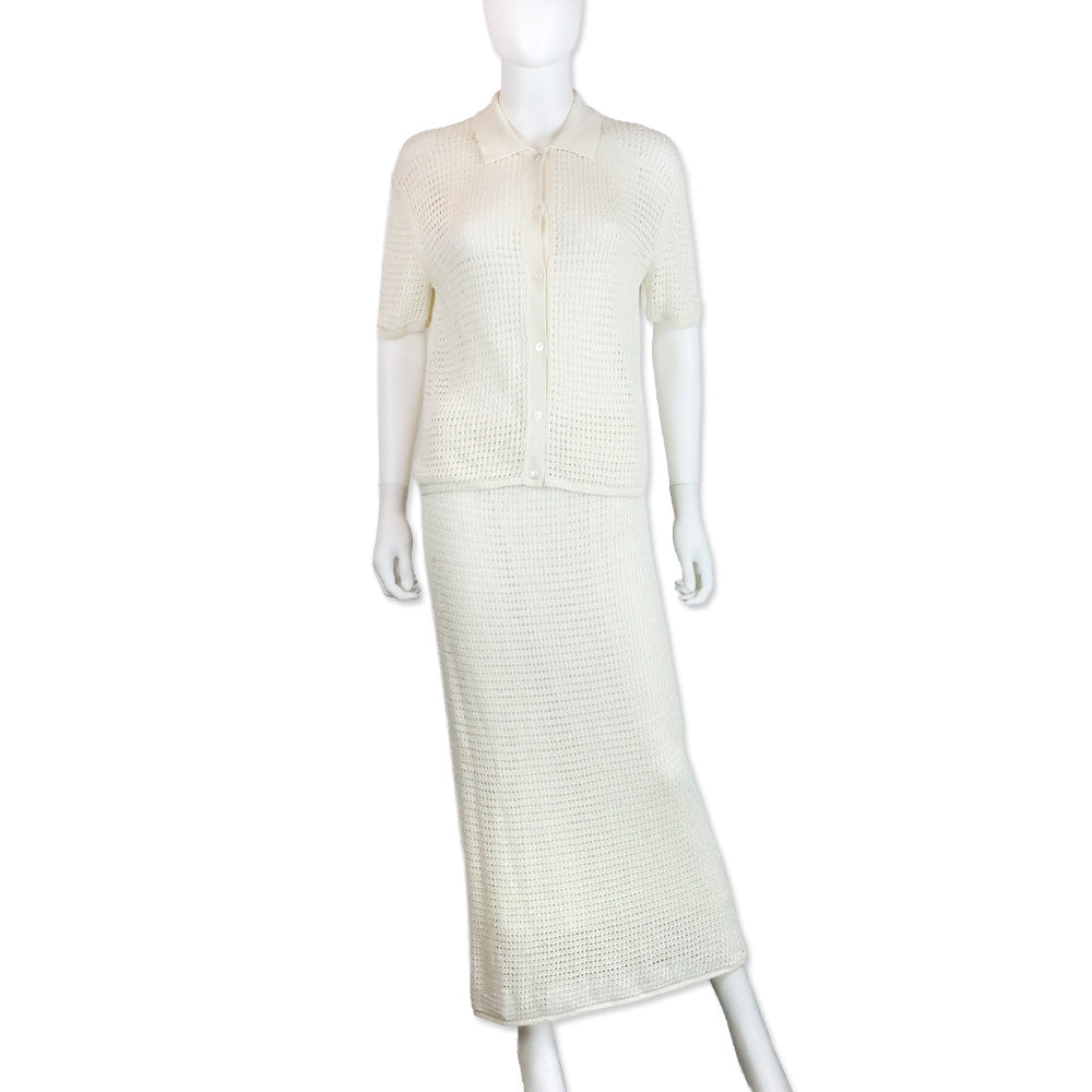 Theory Bone Neo Harbor Chain Midi Mesh Skirt