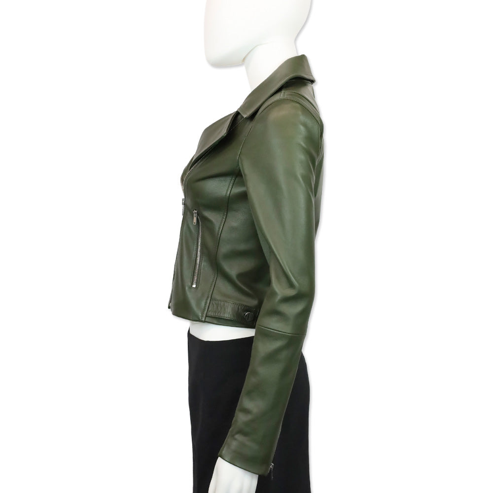 Theory Forest Grain Leather New Moto Jacket