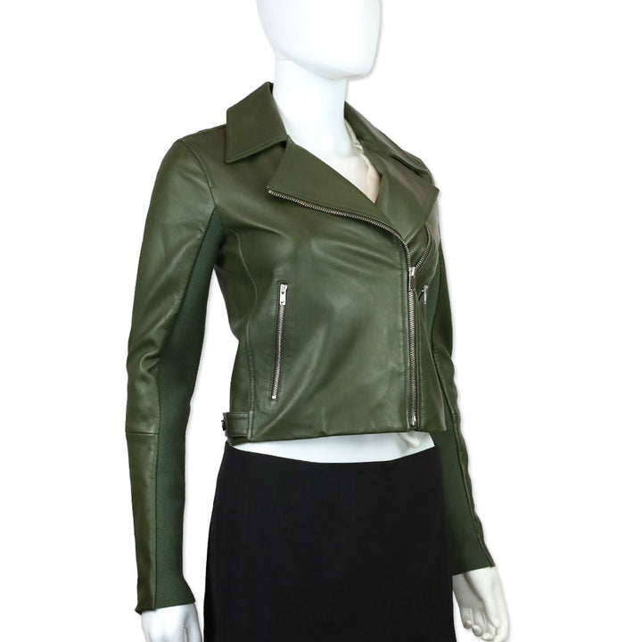 Theory Forest Grain Leather New Moto Jacket