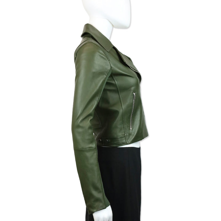Theory Forest Grain Leather New Moto Jacket