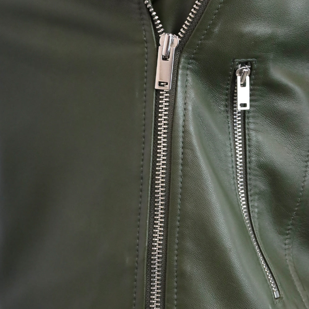 Theory Forest Grain Leather New Moto Jacket