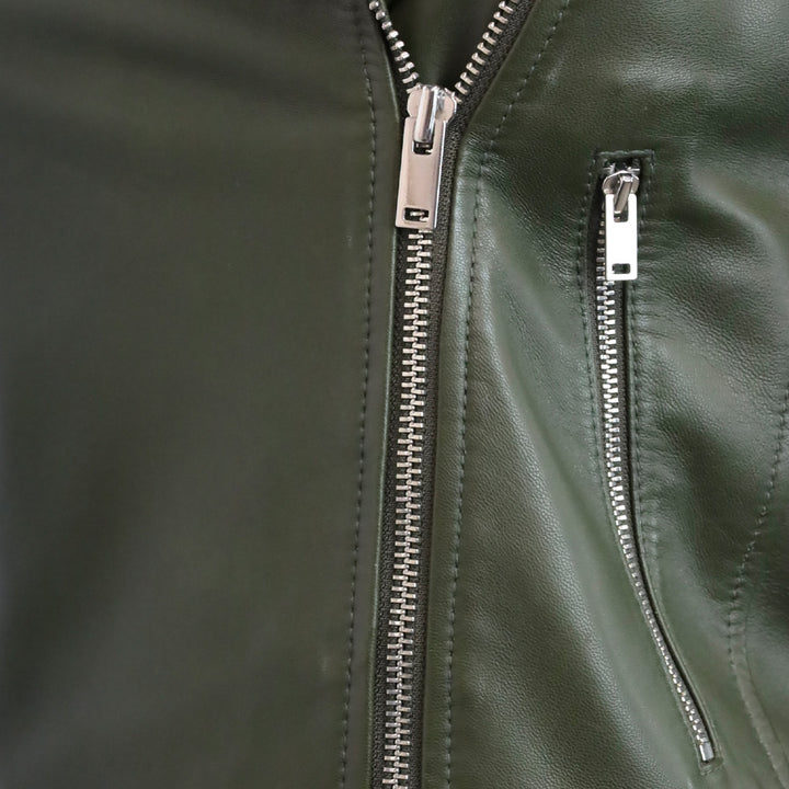 Theory Forest Grain Leather New Moto Jacket