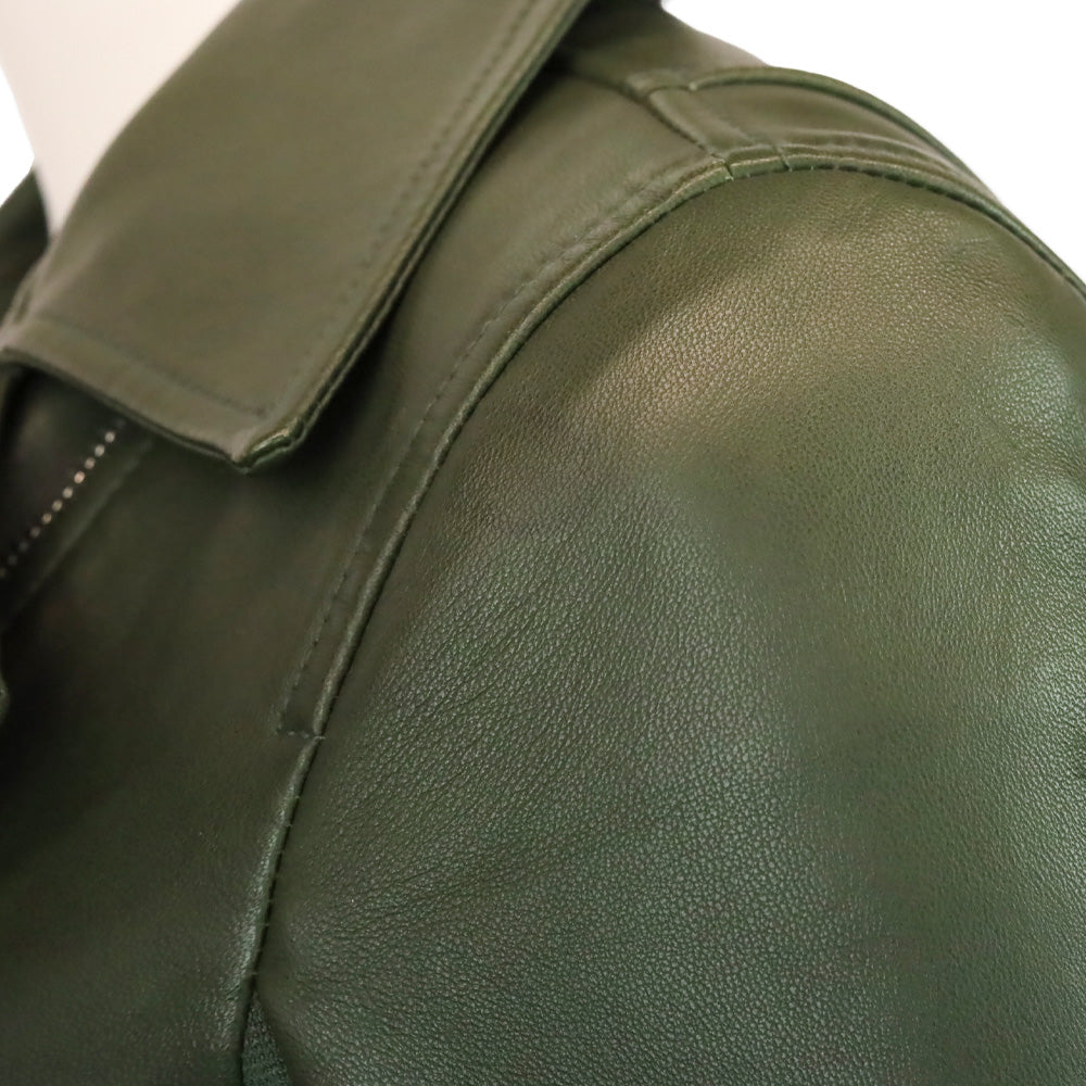 Theory Forest Grain Leather New Moto Jacket