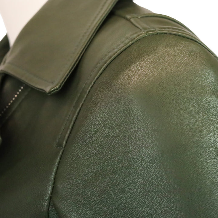 Theory Forest Grain Leather New Moto Jacket