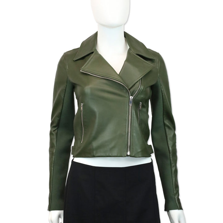 Theory Forest Grain Leather New Moto Jacket