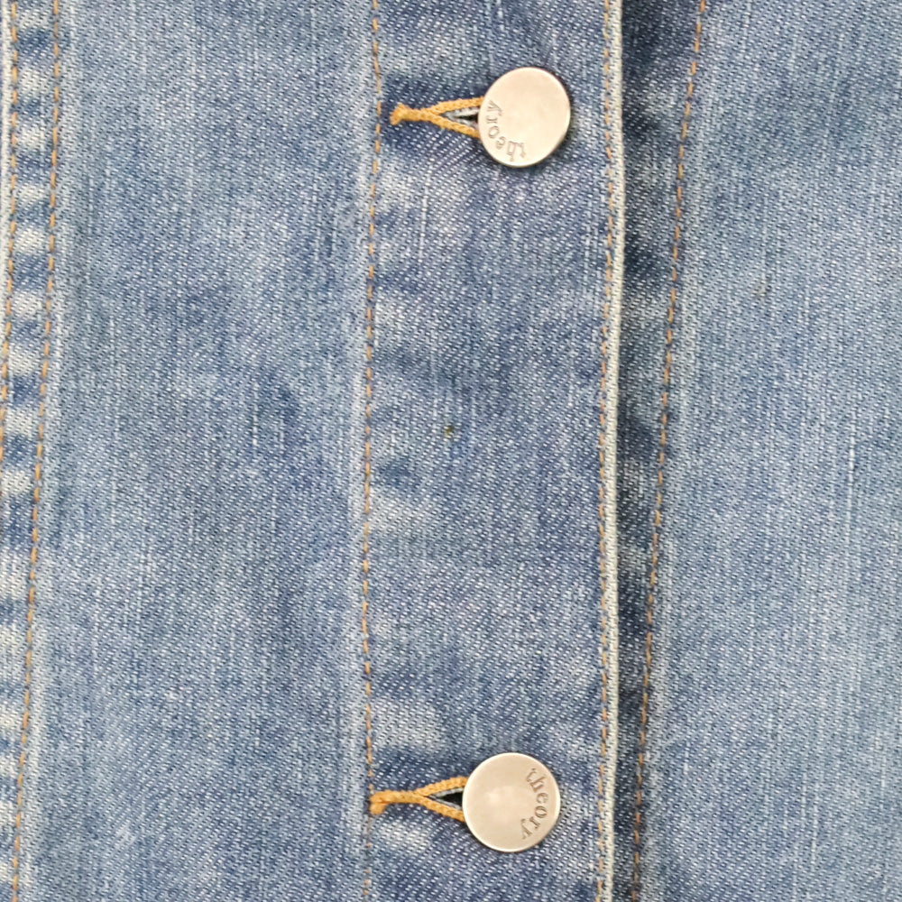 Theory Ribbed Knit Funnel Collar & Cuffs Denim Jacket