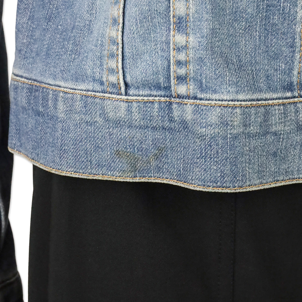 Theory Ribbed Knit Funnel Collar & Cuffs Denim Jacket