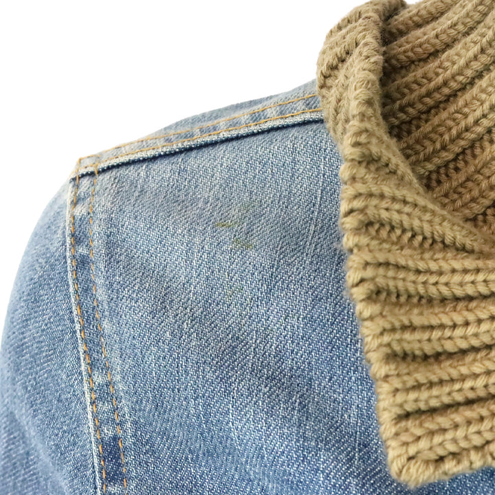 Theory Ribbed Knit Funnel Collar & Cuffs Denim Jacket