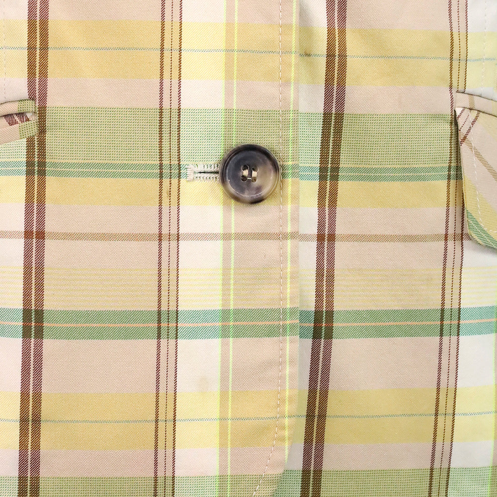 Theory Yellow Plaid Three-Button Blazer