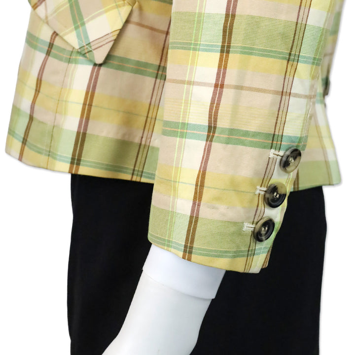 Theory Yellow Plaid Three-Button Blazer