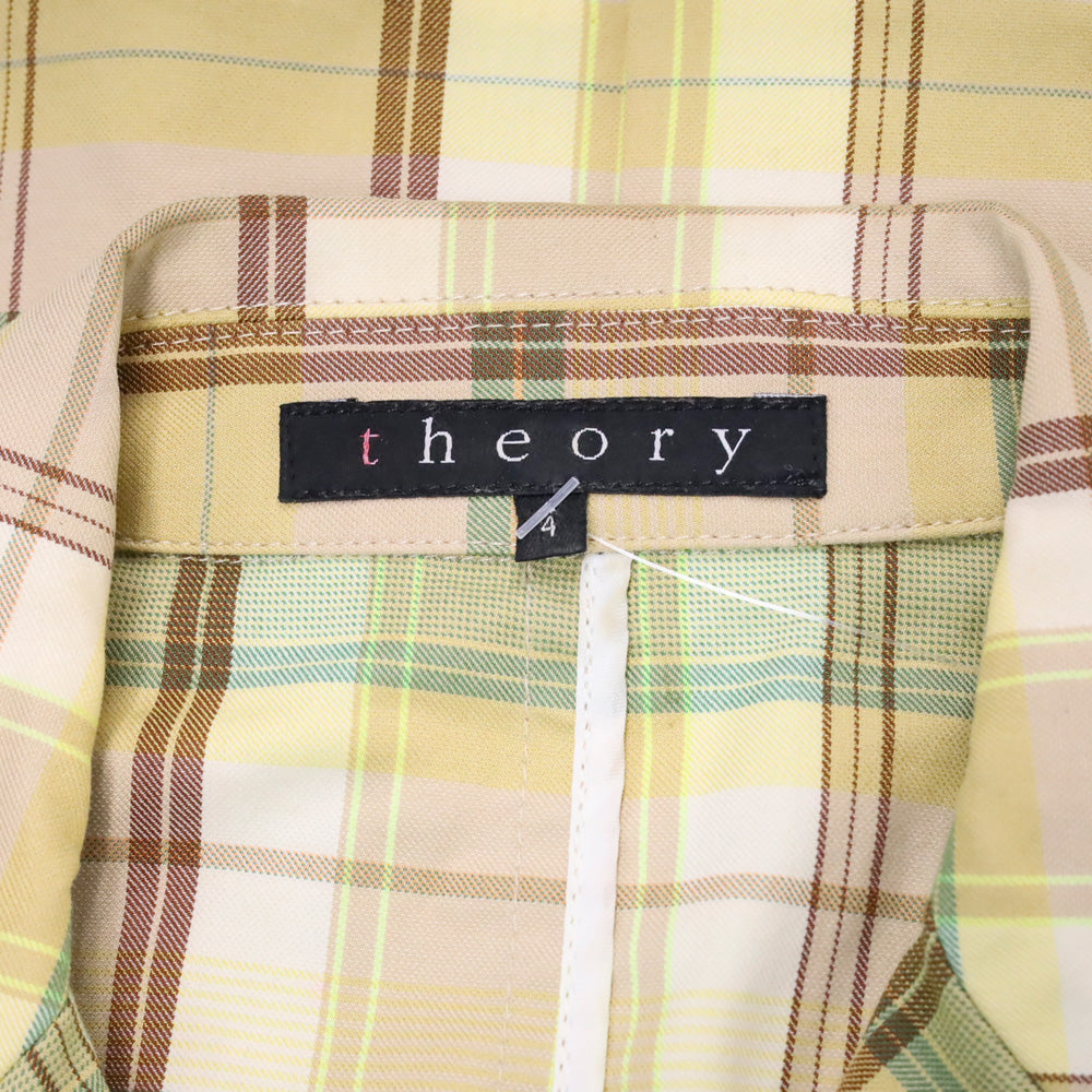 Theory Yellow Plaid Three-Button Blazer