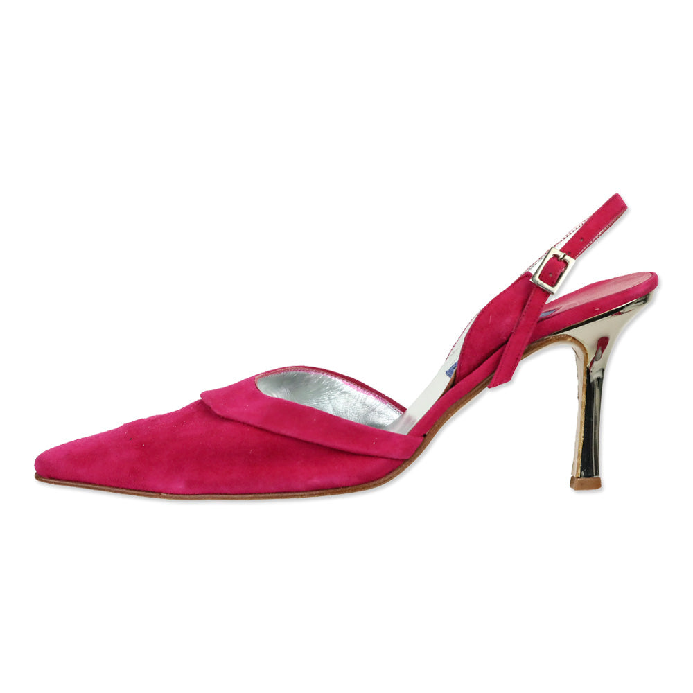 Thierry Mugler Pink Suede Slingback Pump