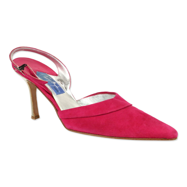 Thierry Mugler Pink Suede Slingback Pump