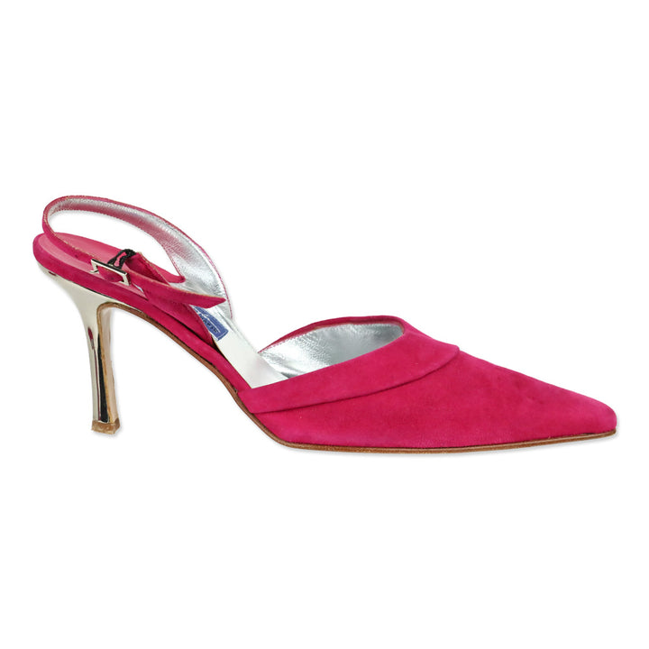 Thierry Mugler Pink Suede Slingback Pump