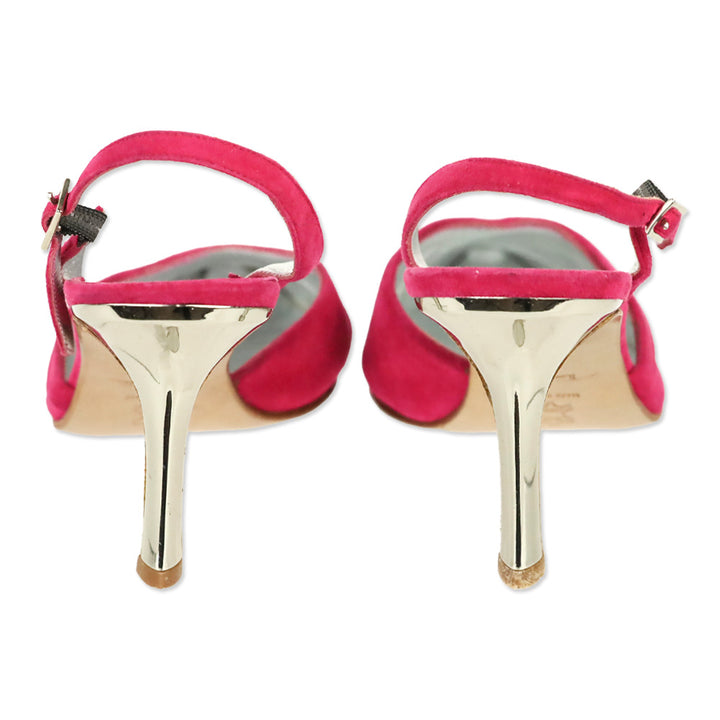 Thierry Mugler Pink Suede Slingback Pump