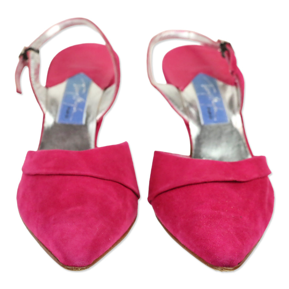 Thierry Mugler Pink Suede Slingback Pump