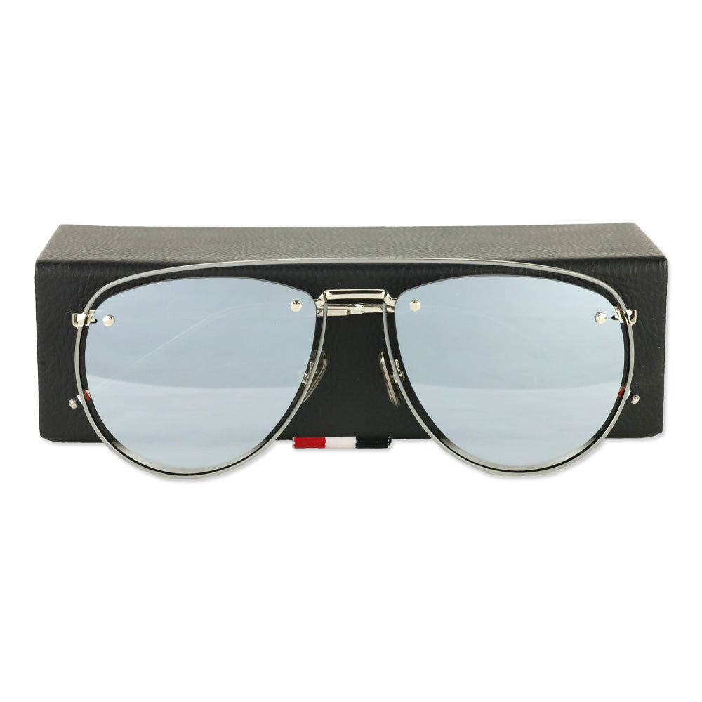 Thom Browne TBS113 01-Z Silver Aviator Sunglasses